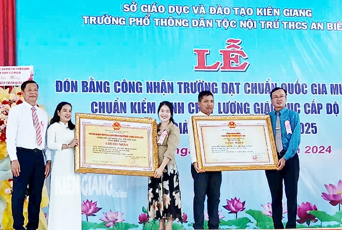 Trường dân tộc nội trú ở An Biên đạt chuẩn quốc gia